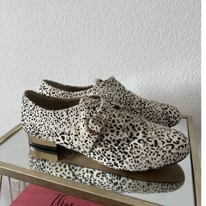 Rara Avis Women's Leopard Print Leather Upper Loafer Gold‎ Heel Size 8.5M